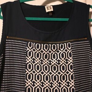 Anne Klein Black and White Graphic Sleeveless Tank Top